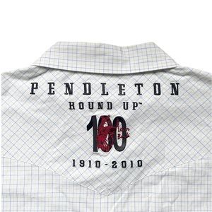 Pendleton Round Up 100 Years Pearl Snap Long Sleeve Shirt White Plaid Mens XXL